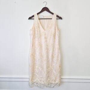 Escada Cream Floral Lace Midi Dress